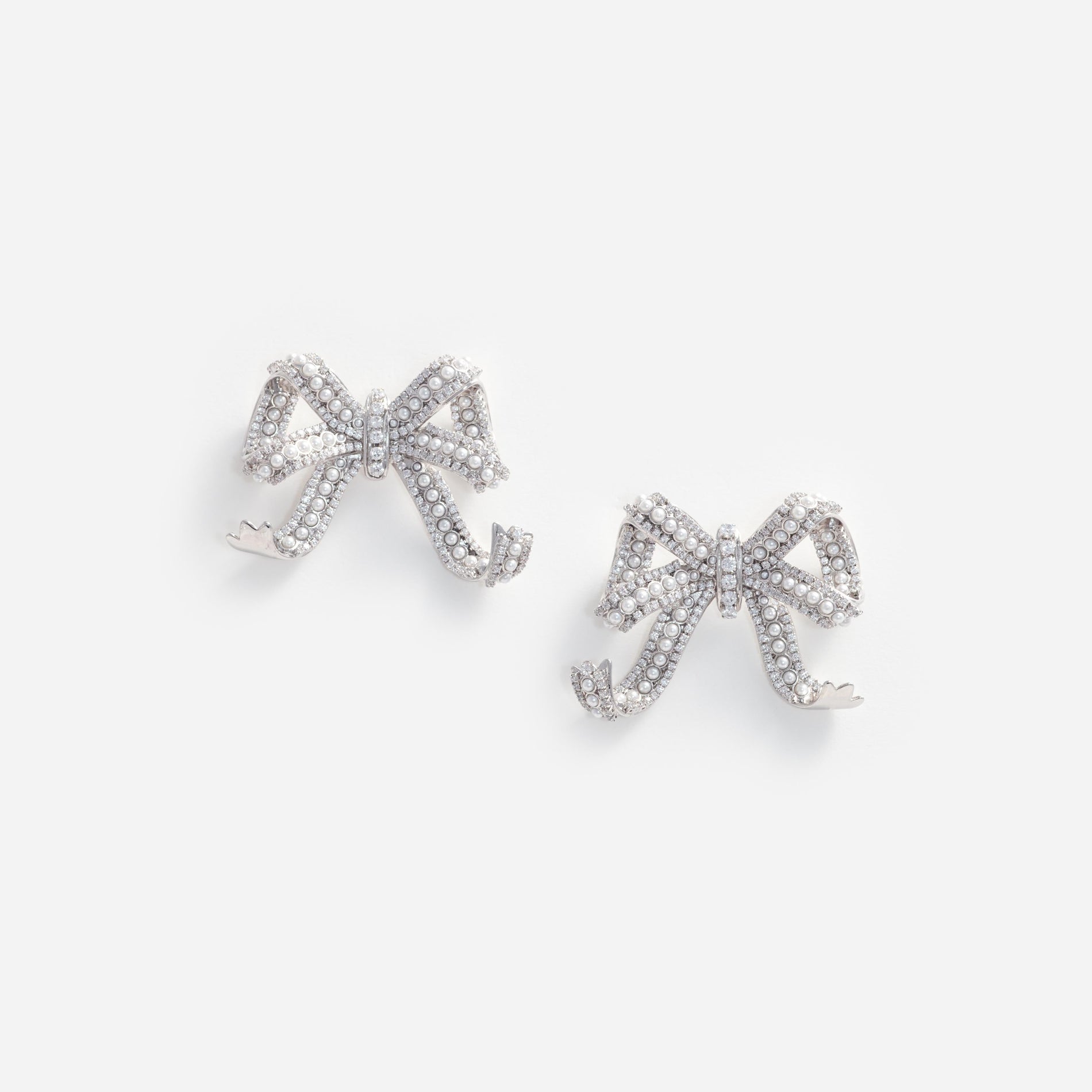 Pearl Crystal Bow Earrings