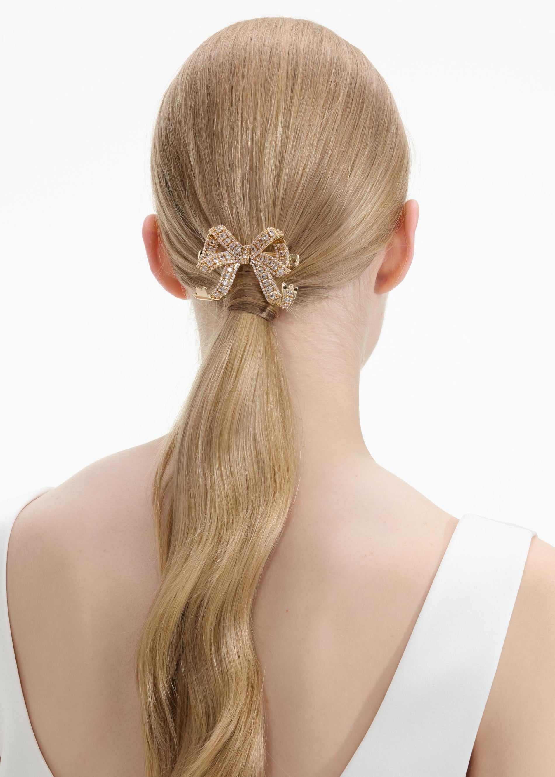 Gold Crystal Bow Hair Clip