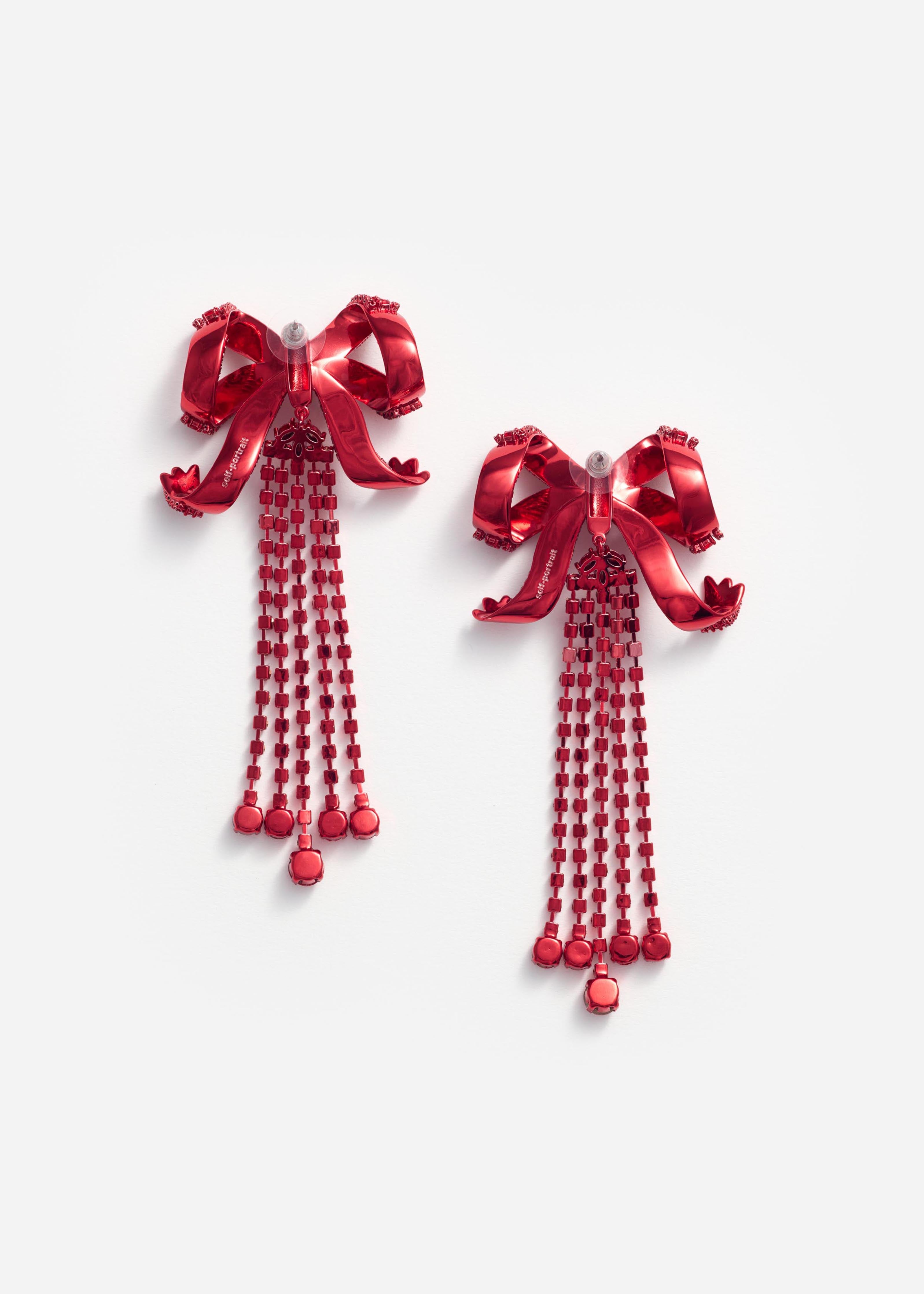 Red Bow Diamante Earrings