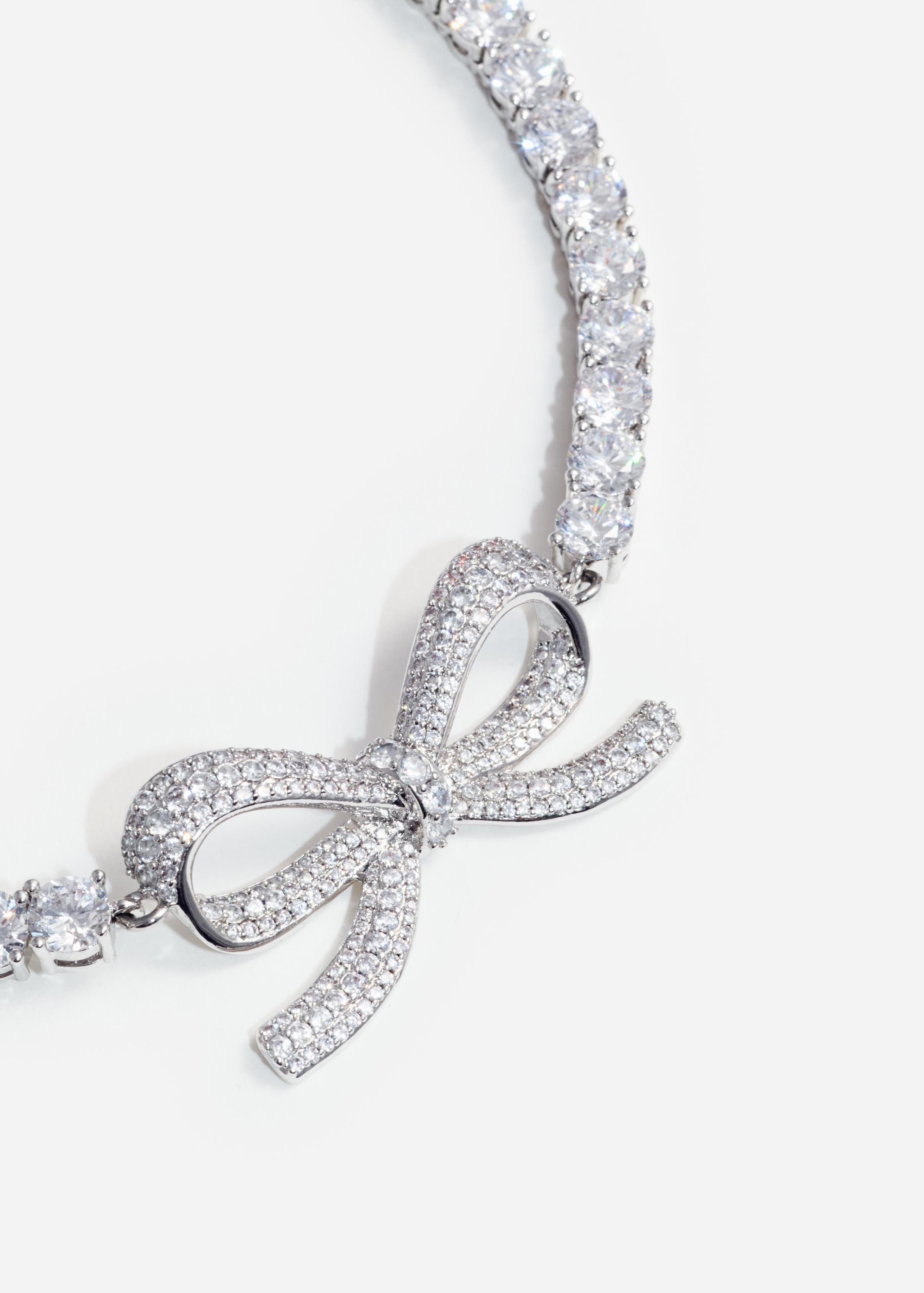 Diamante Bow Tennis Choker – self-portrait-US
