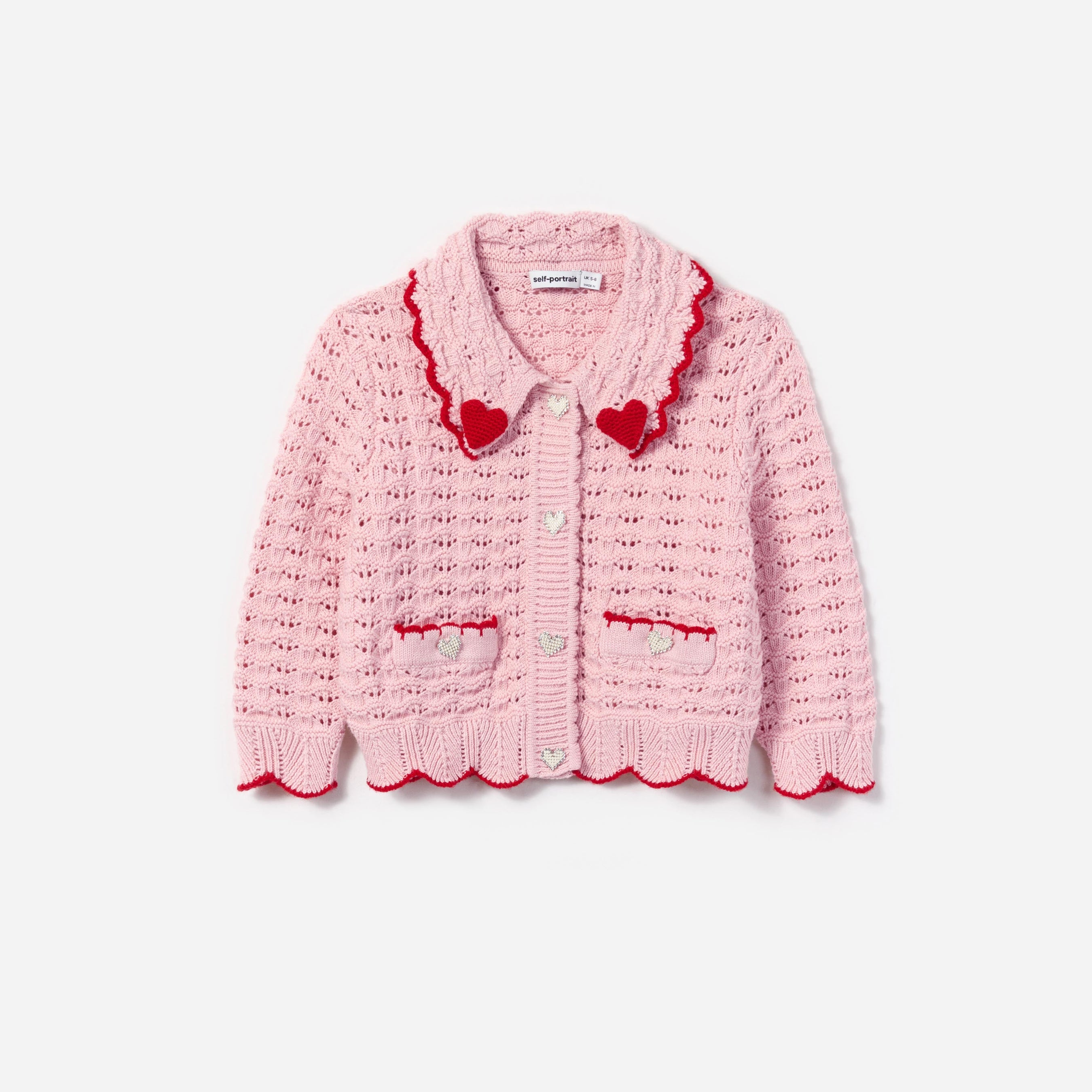 Pink Textured Heart Detail Cardigan