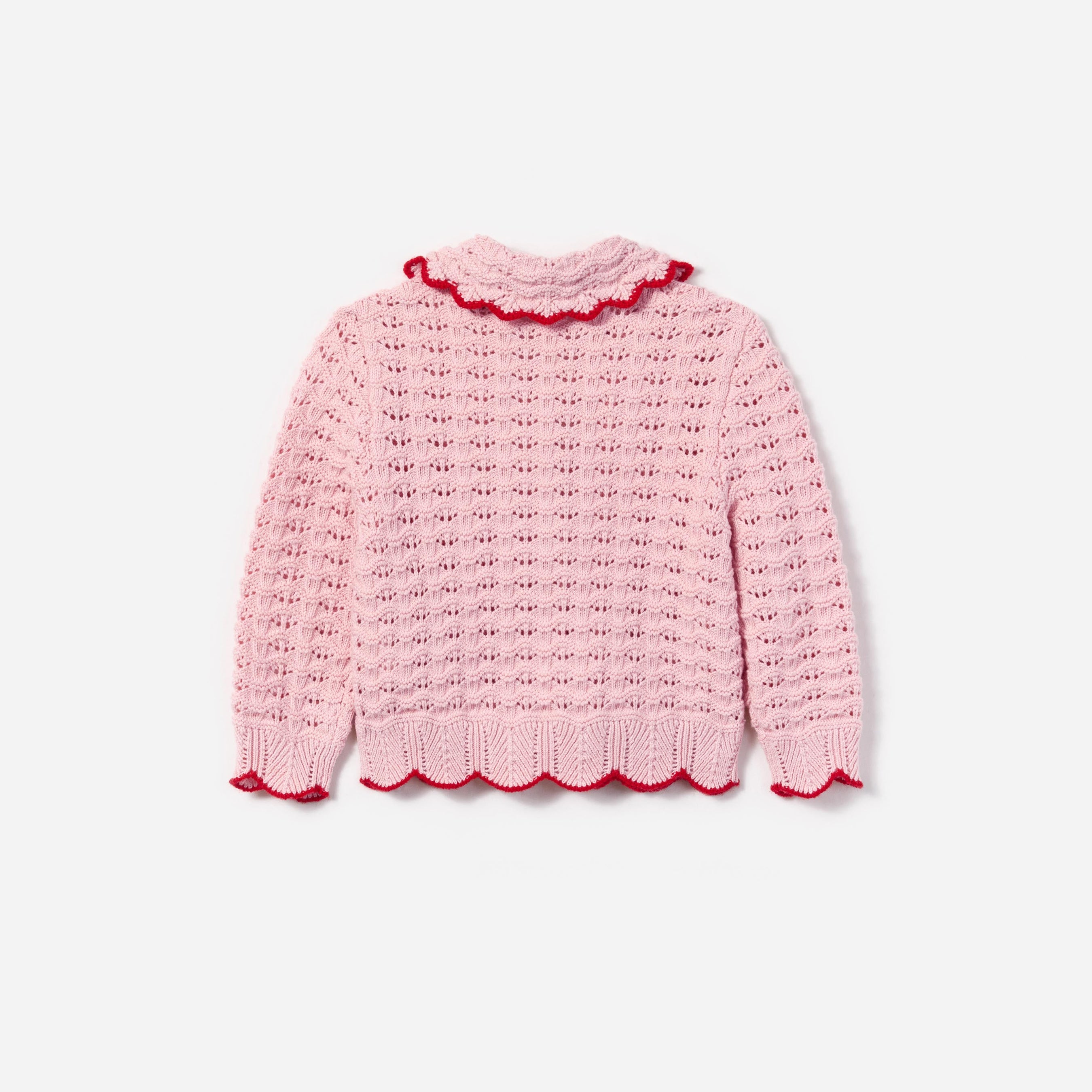 Pink Textured Heart Detail Cardigan