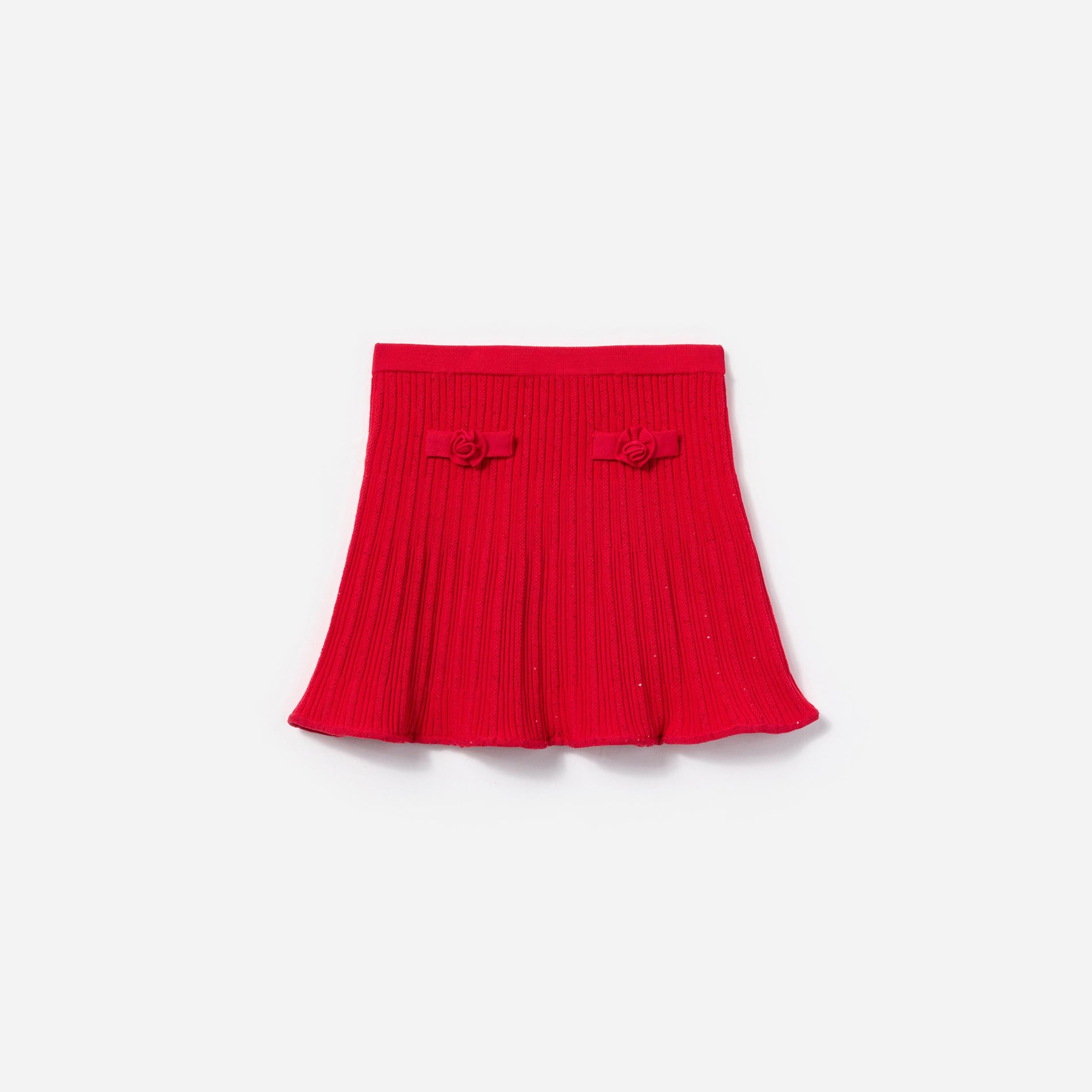 Red Ribbed Knit Skirt