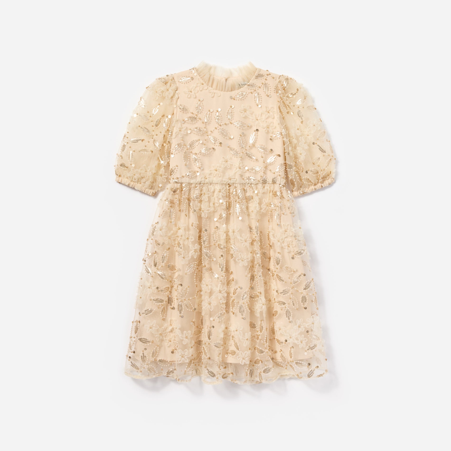 Cream Sequin Tulle Dress