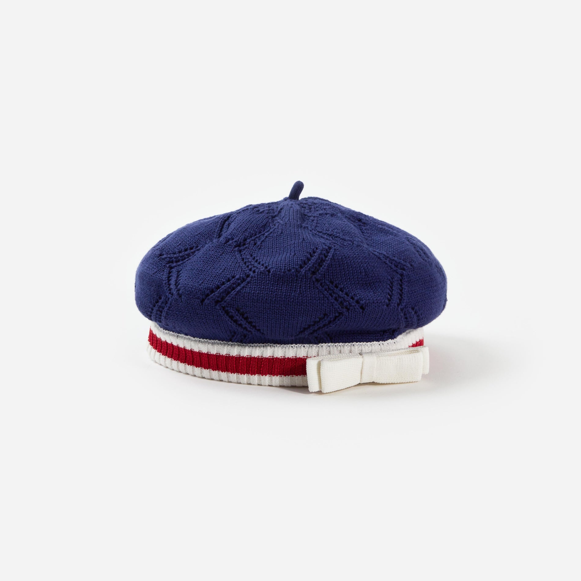 Navy Textured Knit Beret