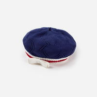 Navy Textured Knit Beret