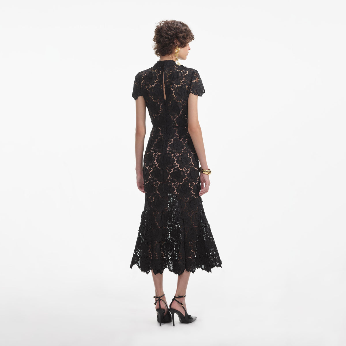self portrait black fine lace midi dress Self-Portrait | Dresses | Self Portrait Fine Lace Cape Midi Dress
