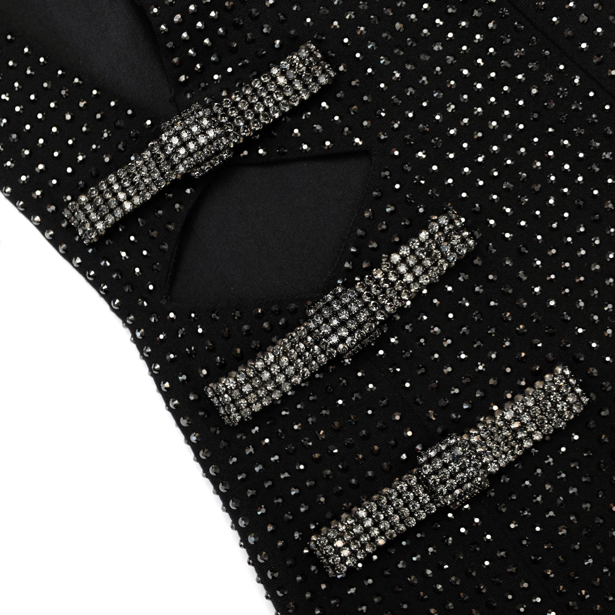 self portrait black crepe diamante detail mini dress Self Portrait Crepe Diamante Mini Dress