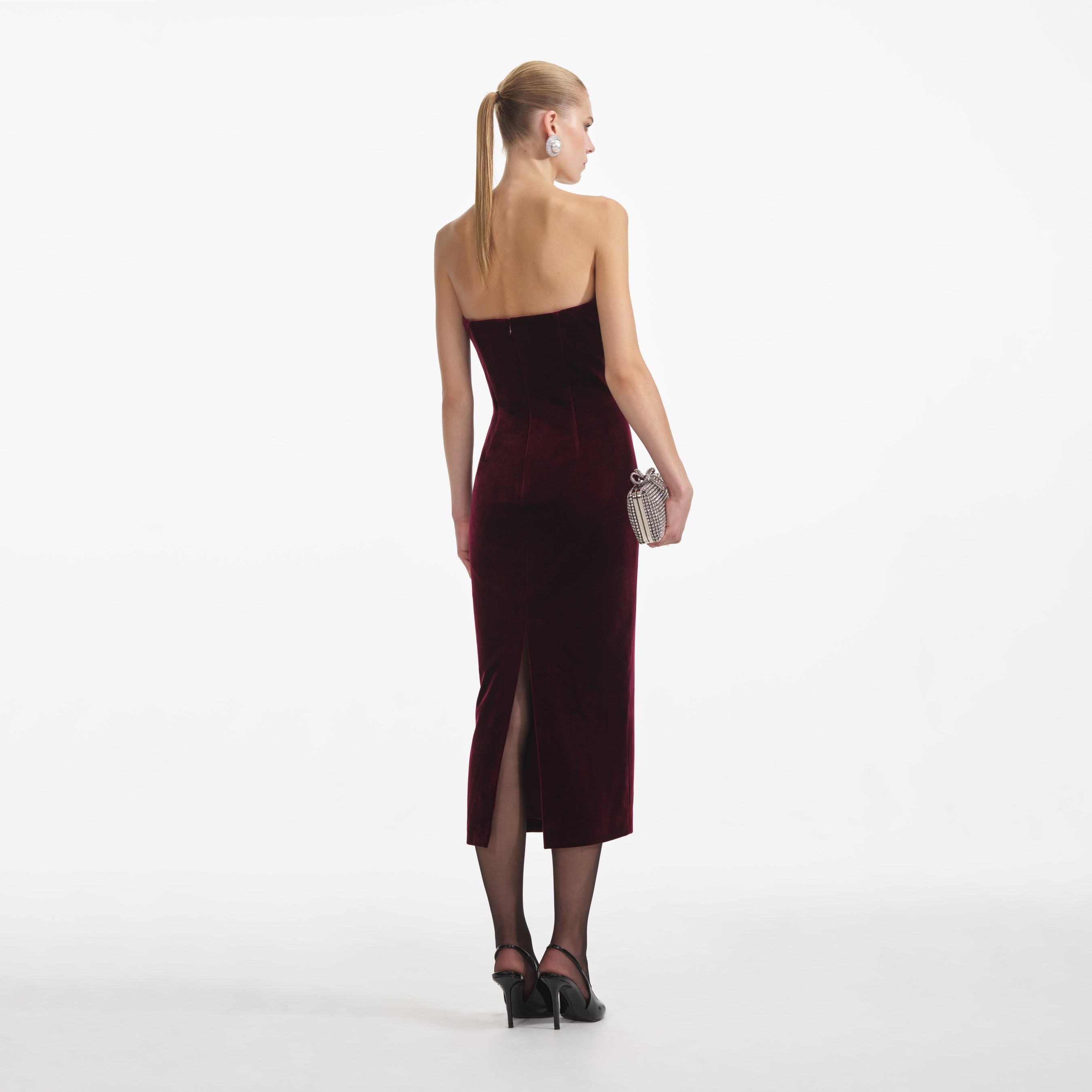 Bordeaux Velvet Midi Dress