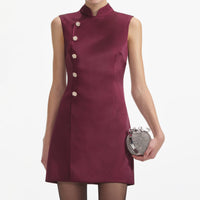 Bordeaux Satin Mini Dress