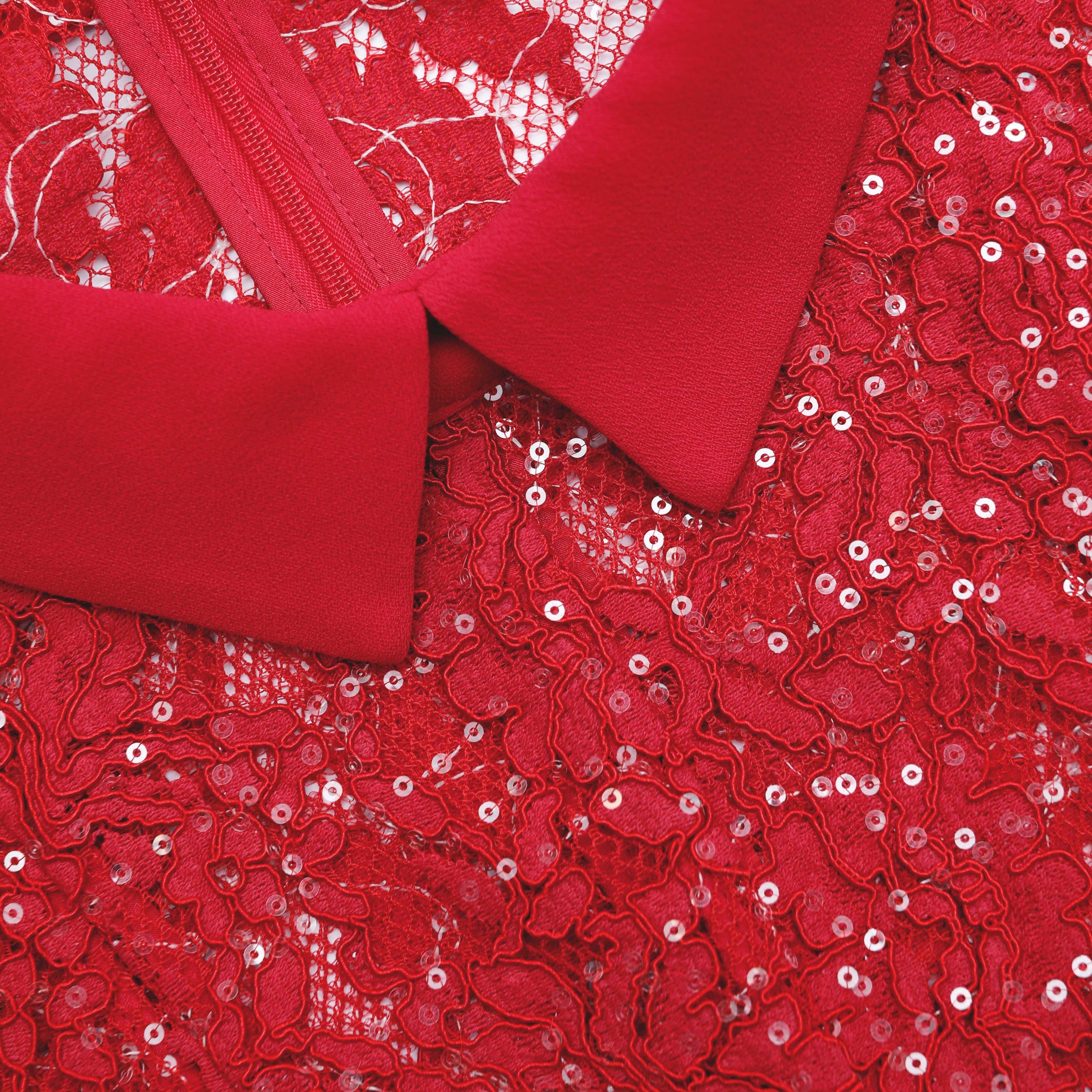 Red Sequin Lace Mini Dress – self-portrait-US