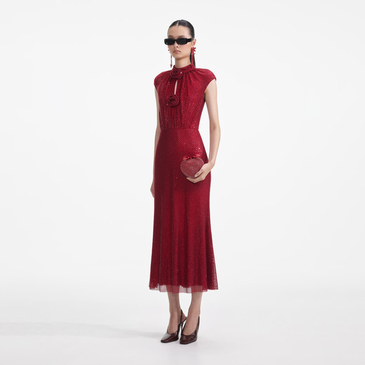 sparkly midi dress long sleeve Embroidered Sequin Midi Dress 4 / CHROME MULTI