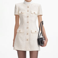 Cream Boucle Mini Dress