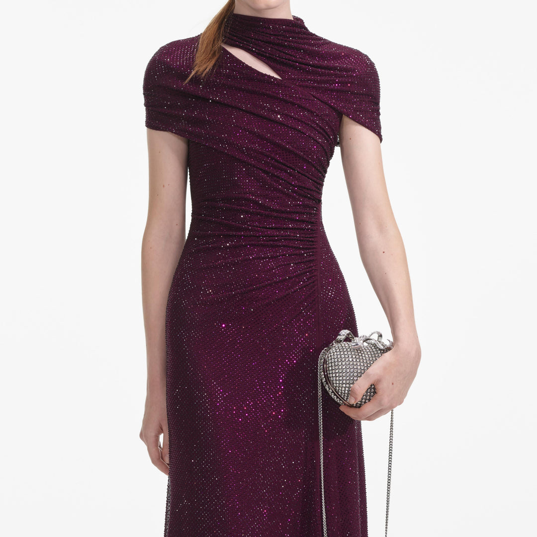 Burgundy A-Line Mesh Dress main image 0