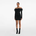 Black Feather Viscose Knit Mini Dress