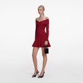 Burgundy Viscose Knit Mini Dress