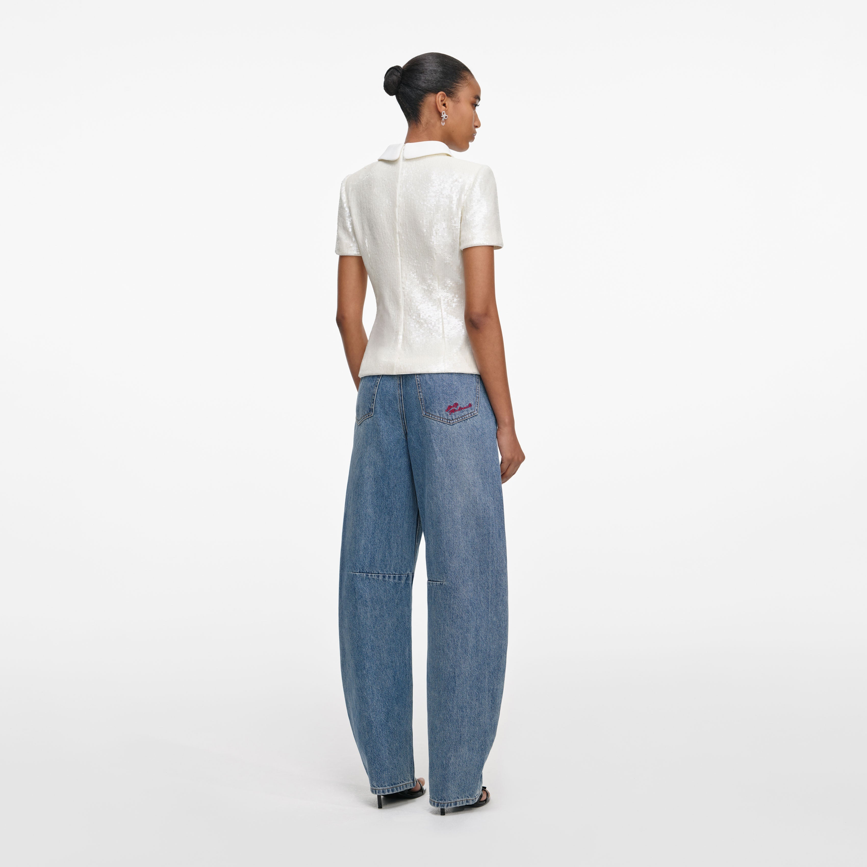 White Sequin Tailored Top – self-portrait-US