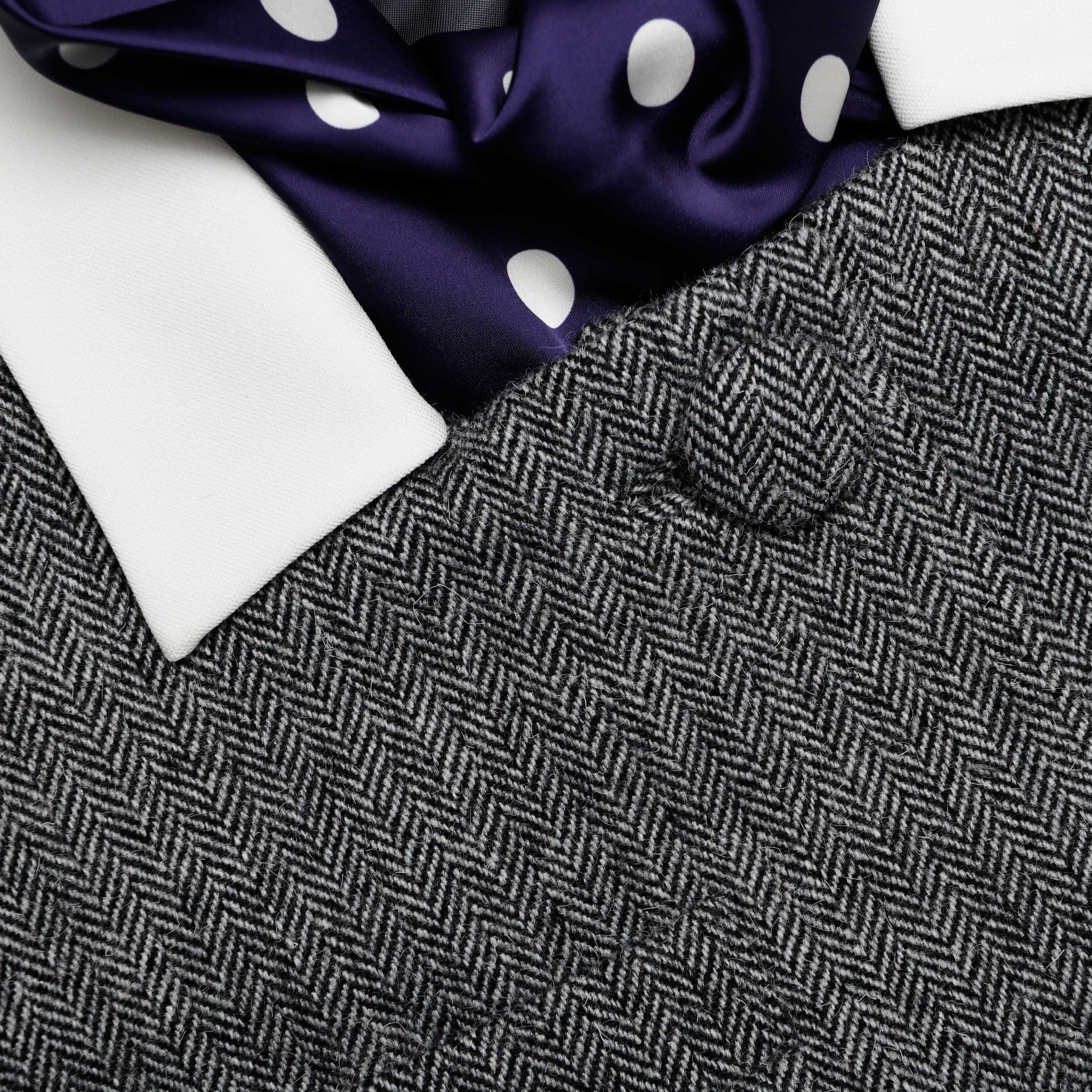 Grey Herringbone Scarf Detail Jacket – self-portrait-US