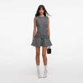 Grey Herringbone Flared Mini Dress