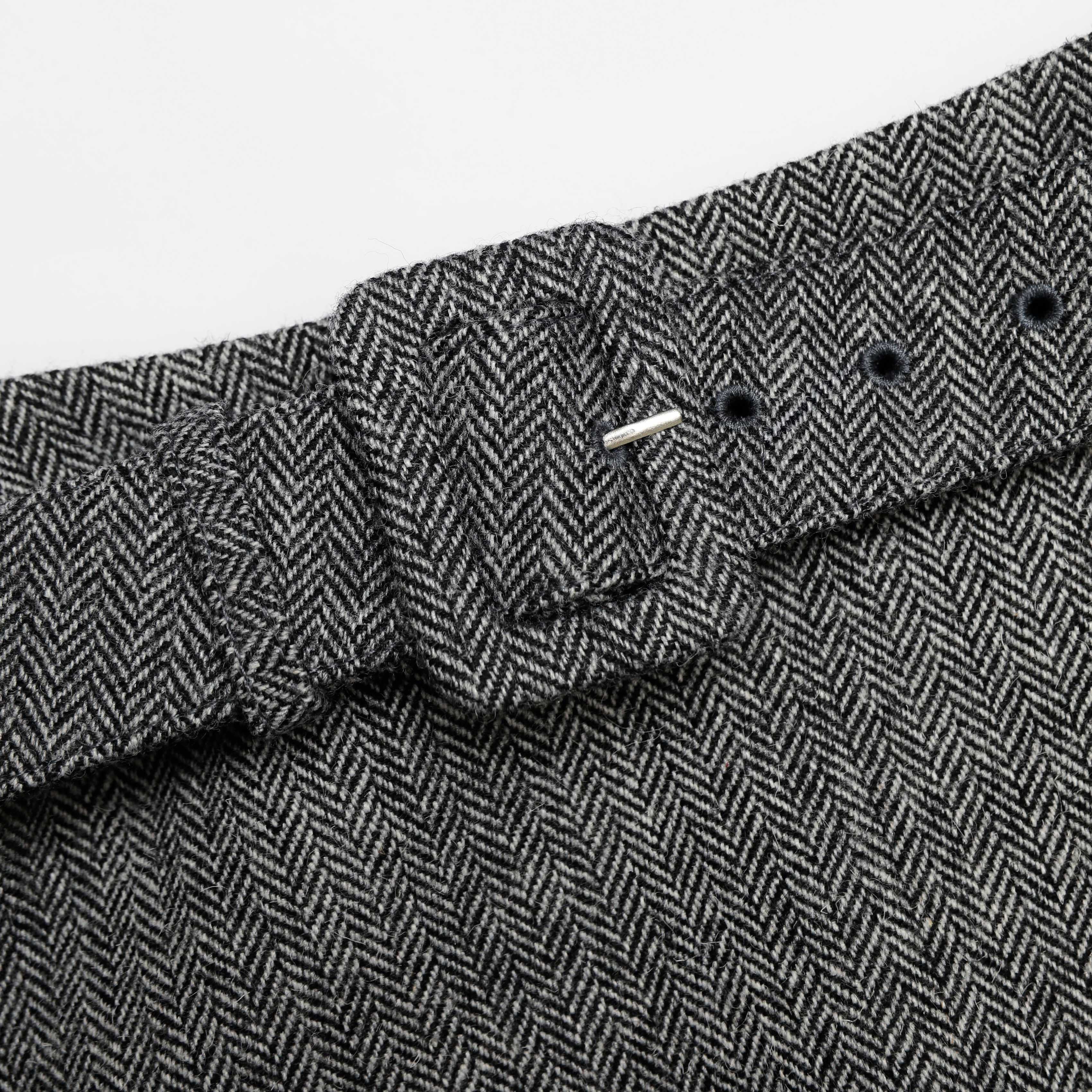 Grey Herringbone Flared Mini Skirt