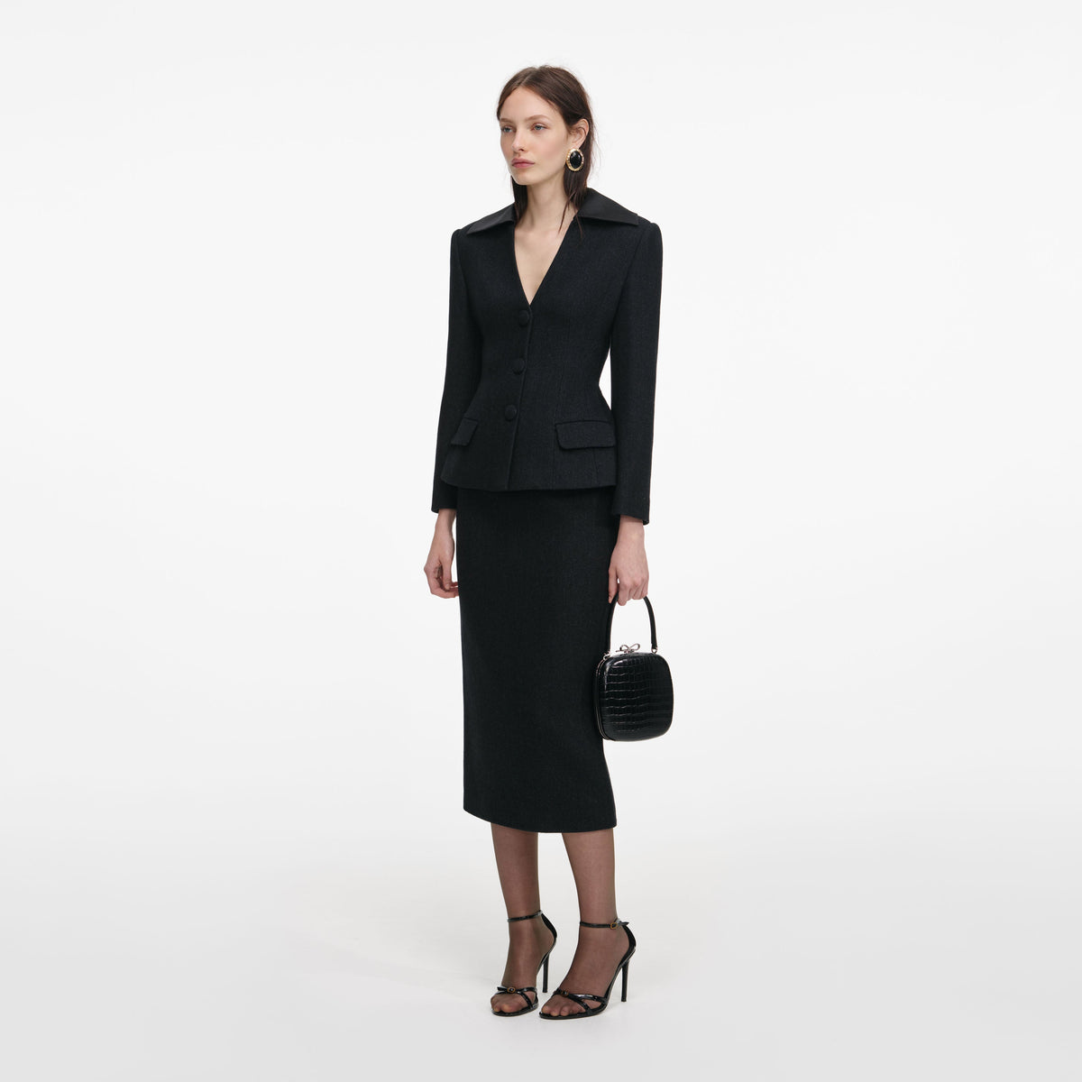 self-portrait - Black Blazer Tailored Midi Dress