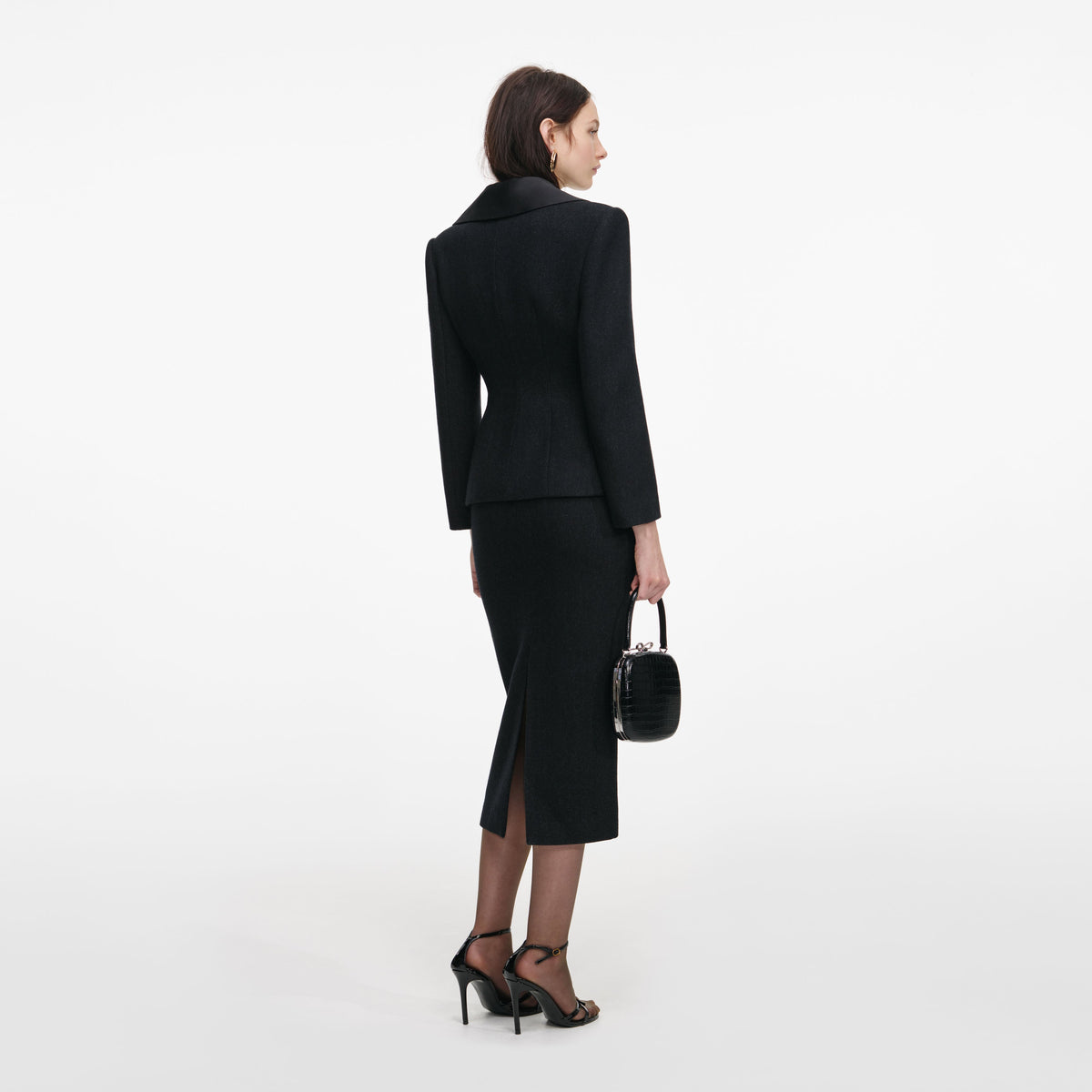 Black Blazer Tailored Midi Dress self-portrait-US Black Blazer Tailored Midi Dress self-portrait-US