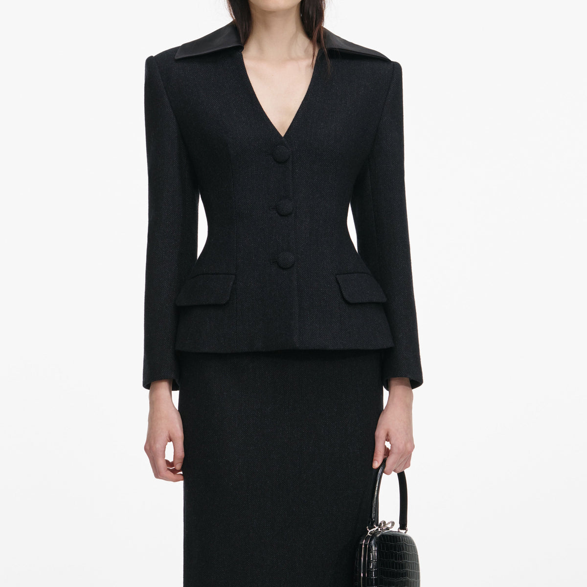 blazer and midi dress Black Blazer Tailored Midi Dress – self-portrait-US