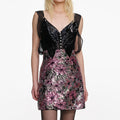 Floral Sequin Lace Trim Mini Dress