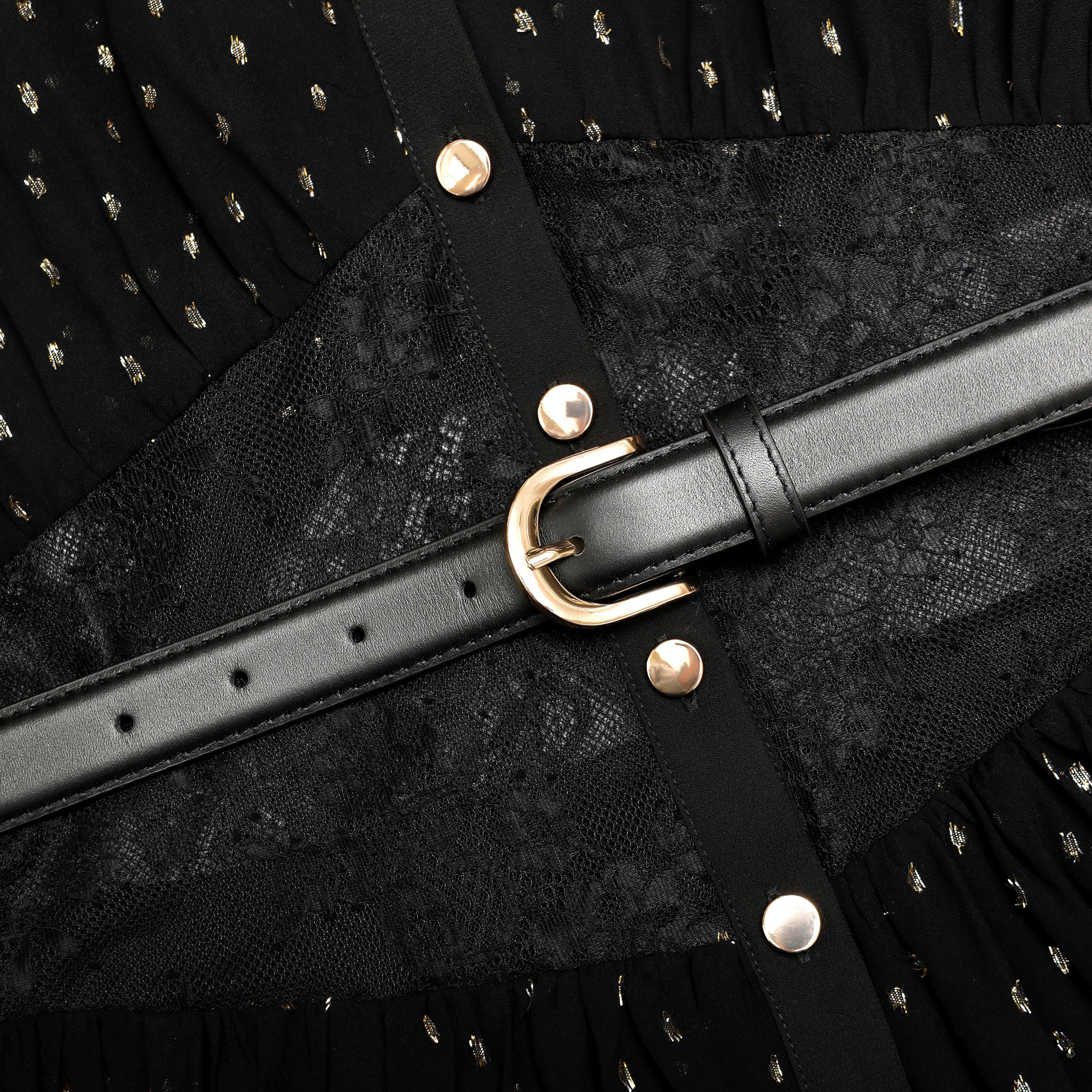 Black And Gold Chiffon Mini Dress – self-portrait-US