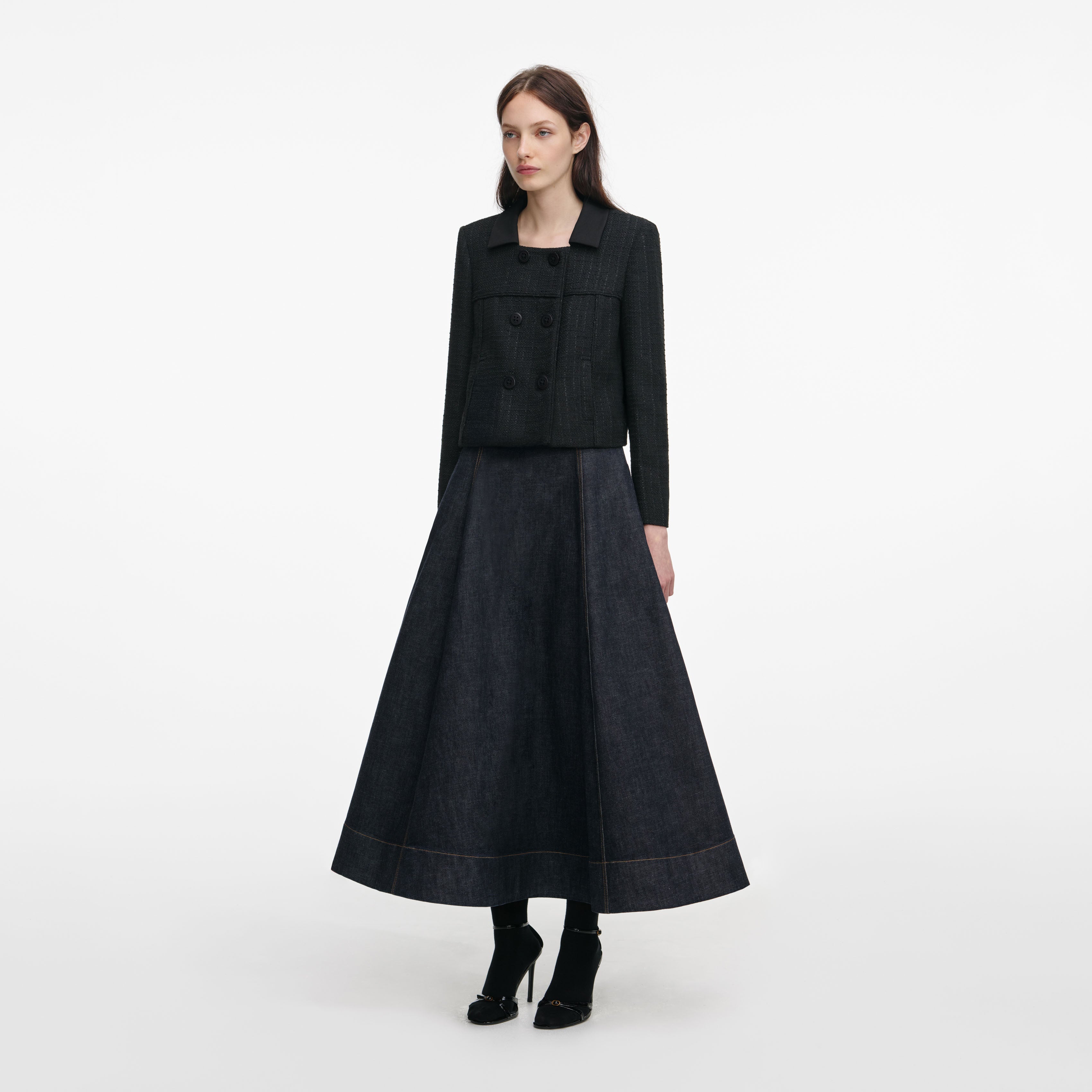 Black Boucle Cropped Jacket