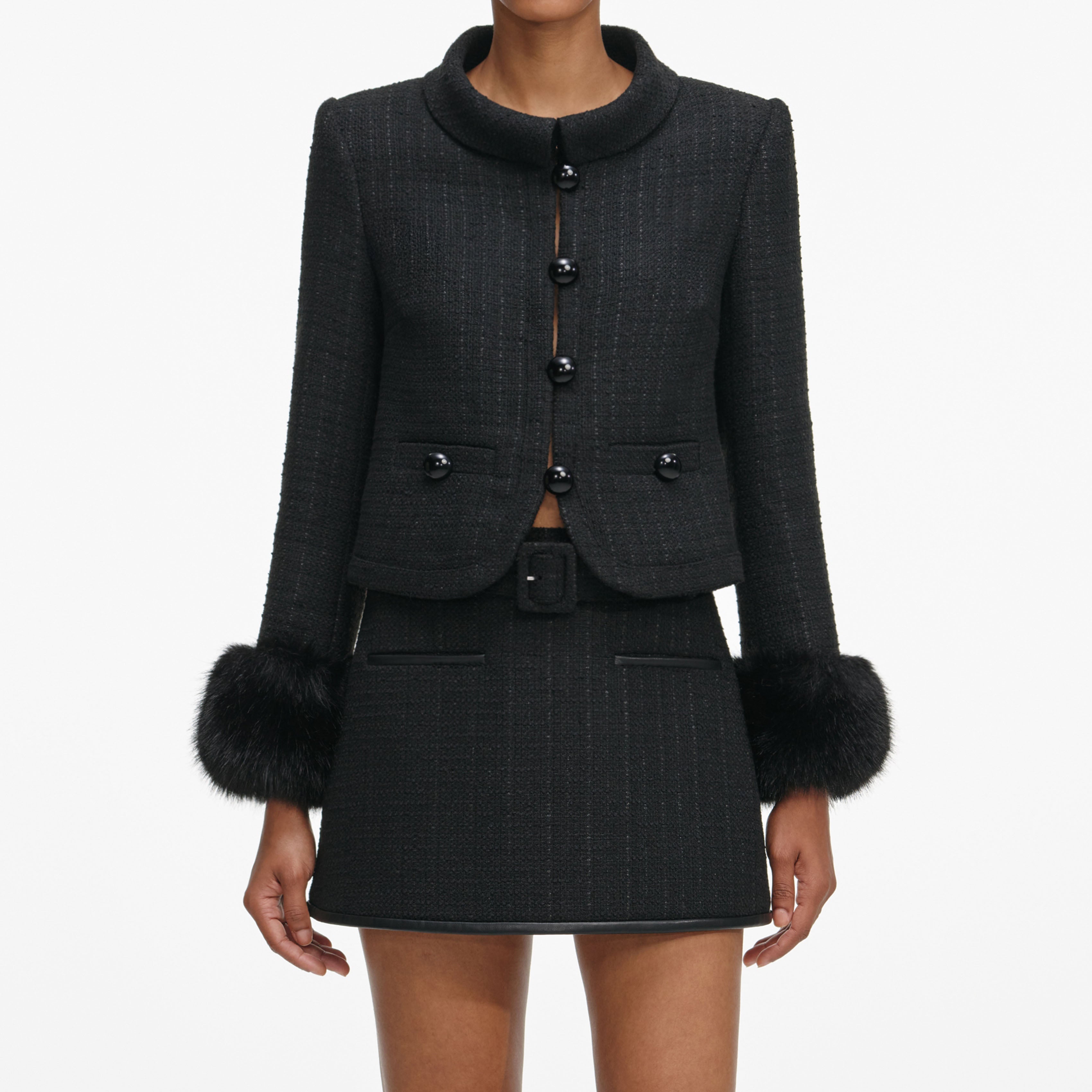 Pink Boucle Pearl Trim Jacket – self-portrait-US