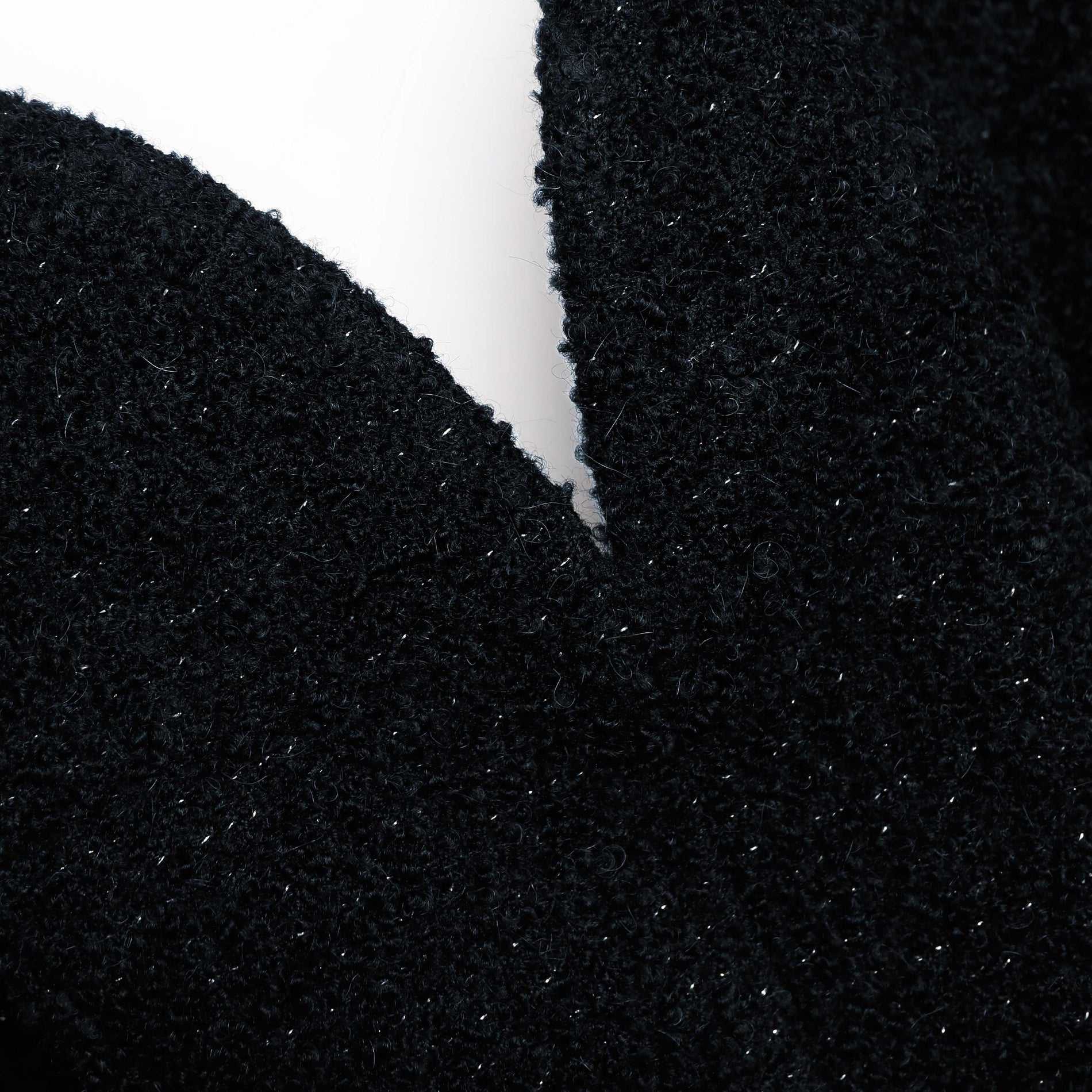 A close up of the fabric for the Black Boucle Playsuit