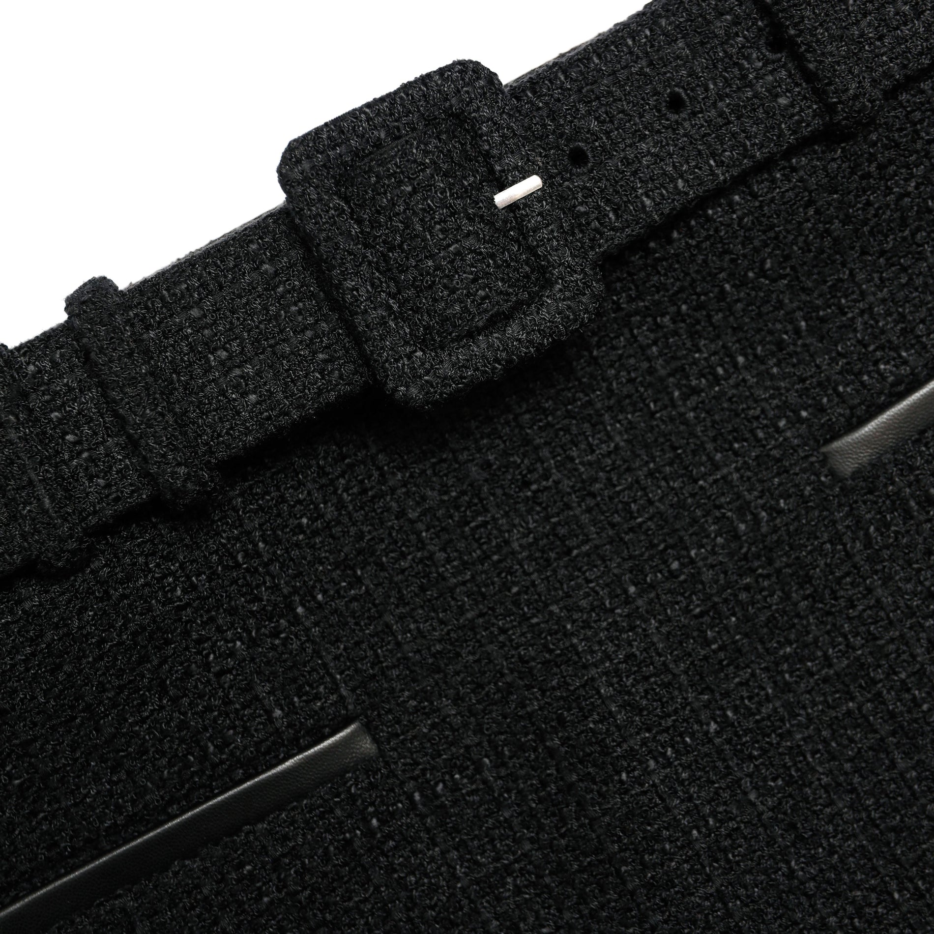 A close up of the fabric for the Black Boucle Mini Skirt