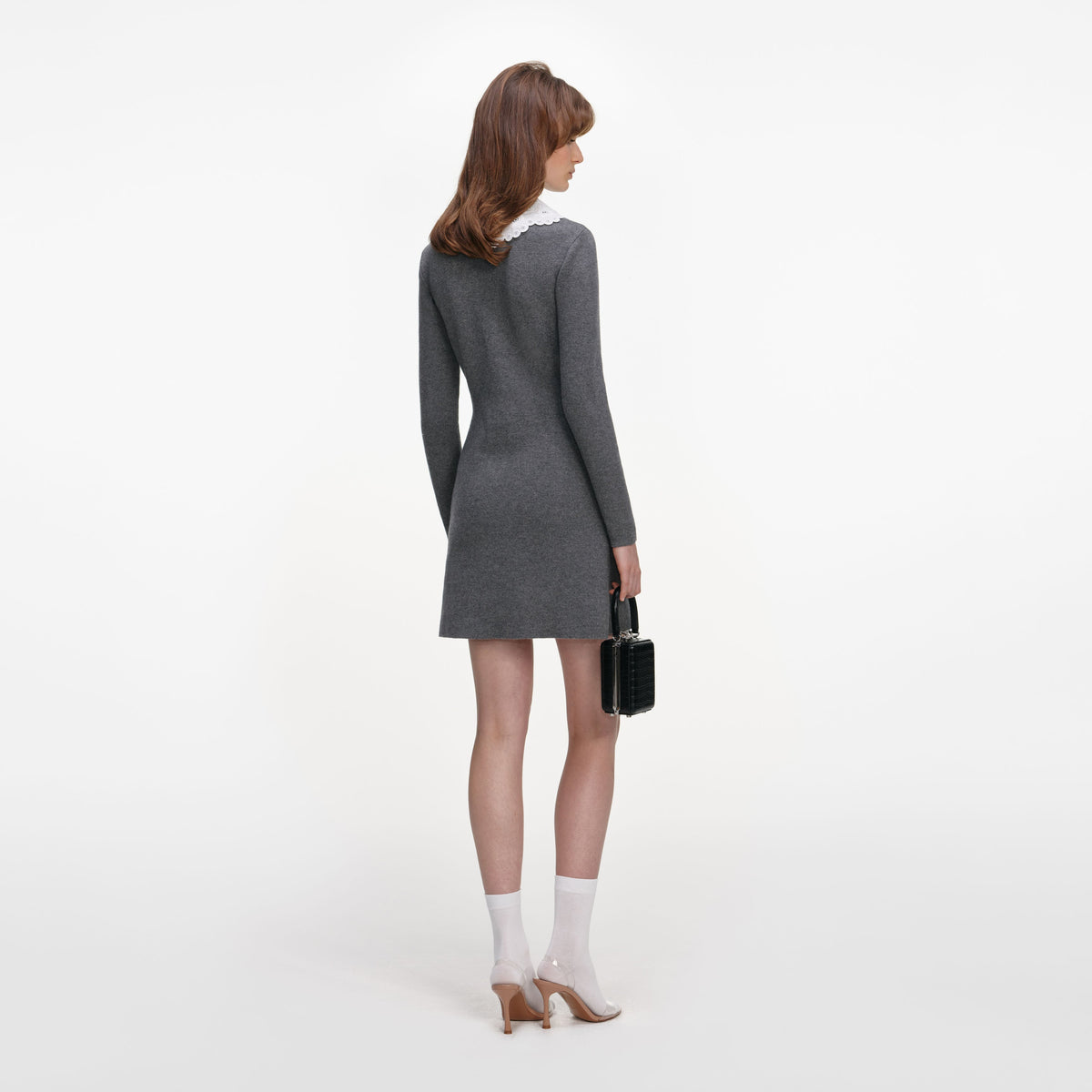 black and grey sweater dress Self-Portrait Gray Cotton Casual Midweight cable knit fabric Black High-Waisted Wide-Leg Trouser Color:Nude/Royal Confident Beginner