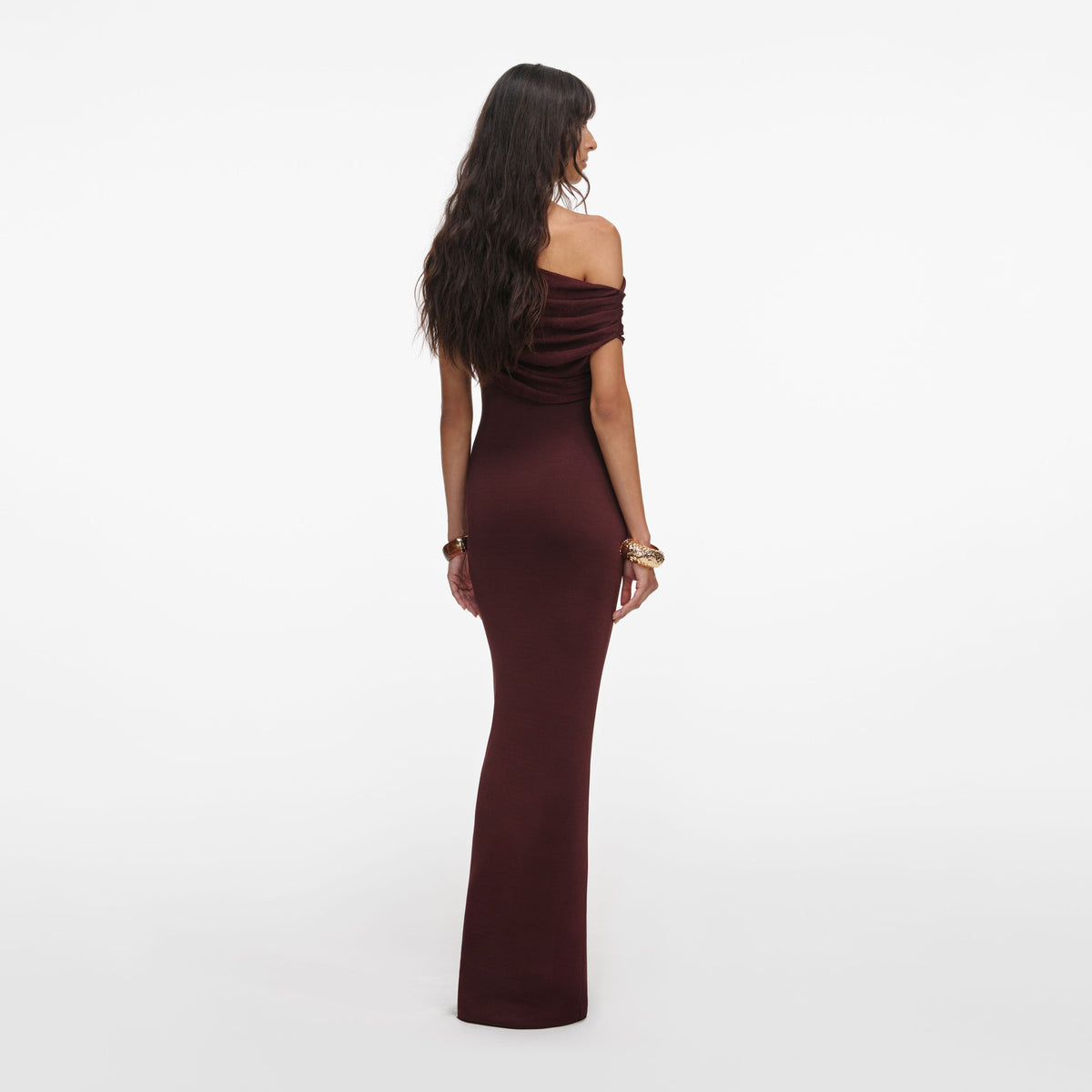 self-portrait Draped Knitted Long Dress