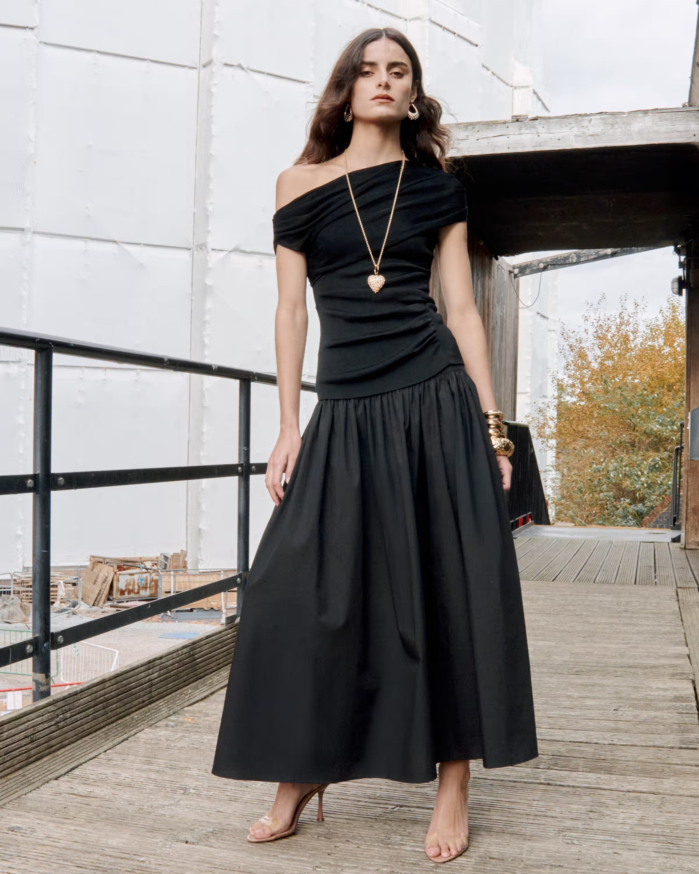 Self-portrait Draped Midi Dress - Black Self-portrait Draped Midi Dress - Black