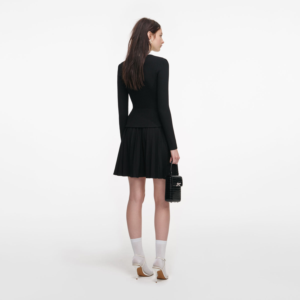 self-portrait - Black Tailored Knit Mini Dress