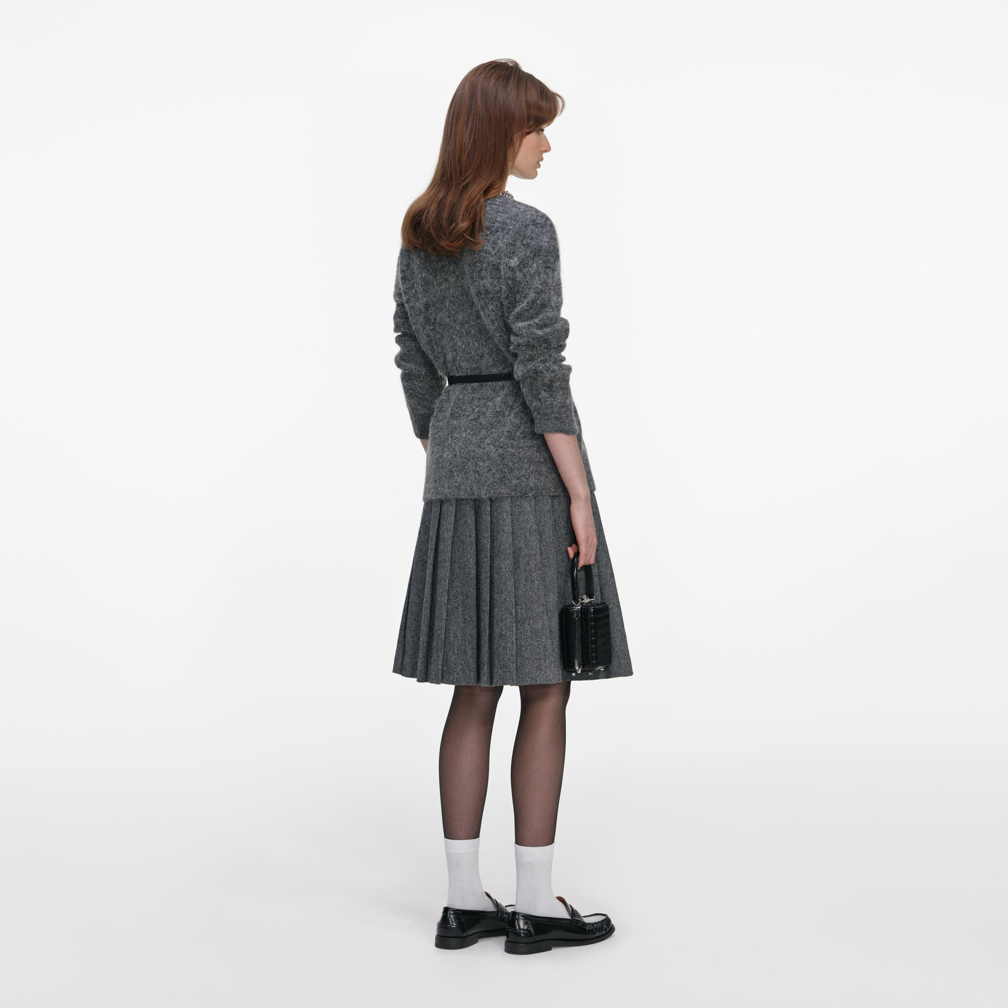 Grey Argyle Crystal Trim Jumper – self-portrait-US