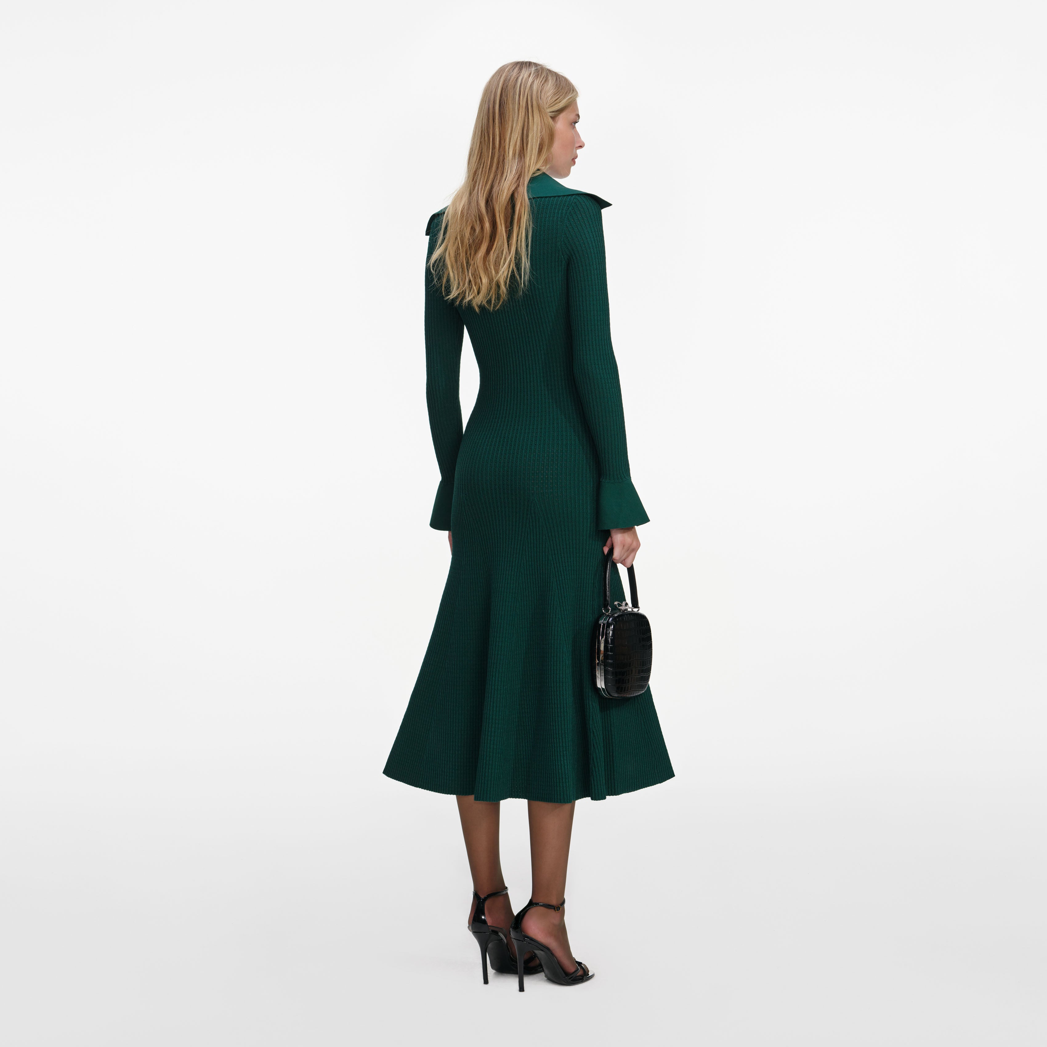 Green Keyhole Knit Midi Dress – self-portrait-US