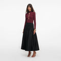 Black Cotton Midi Skirt