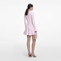 Pink Pearl Trim Knit Mini Dress