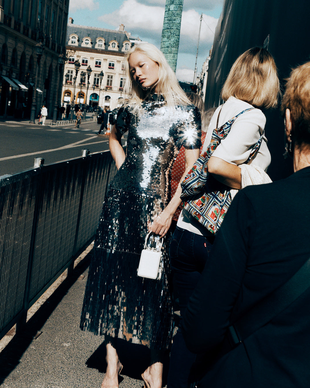 Self-Portrait - Silver Gradient Sequin Midi Dress - US 10 Self-Portrait - Silver Gradient Sequin Midi Dress - US 10