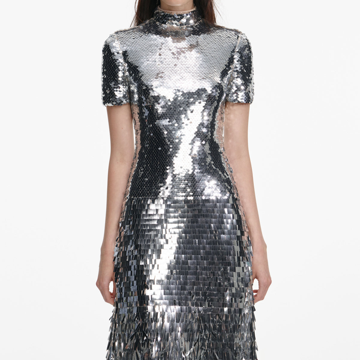 self-portrait - Silver Gradient Sequin Midi Dress