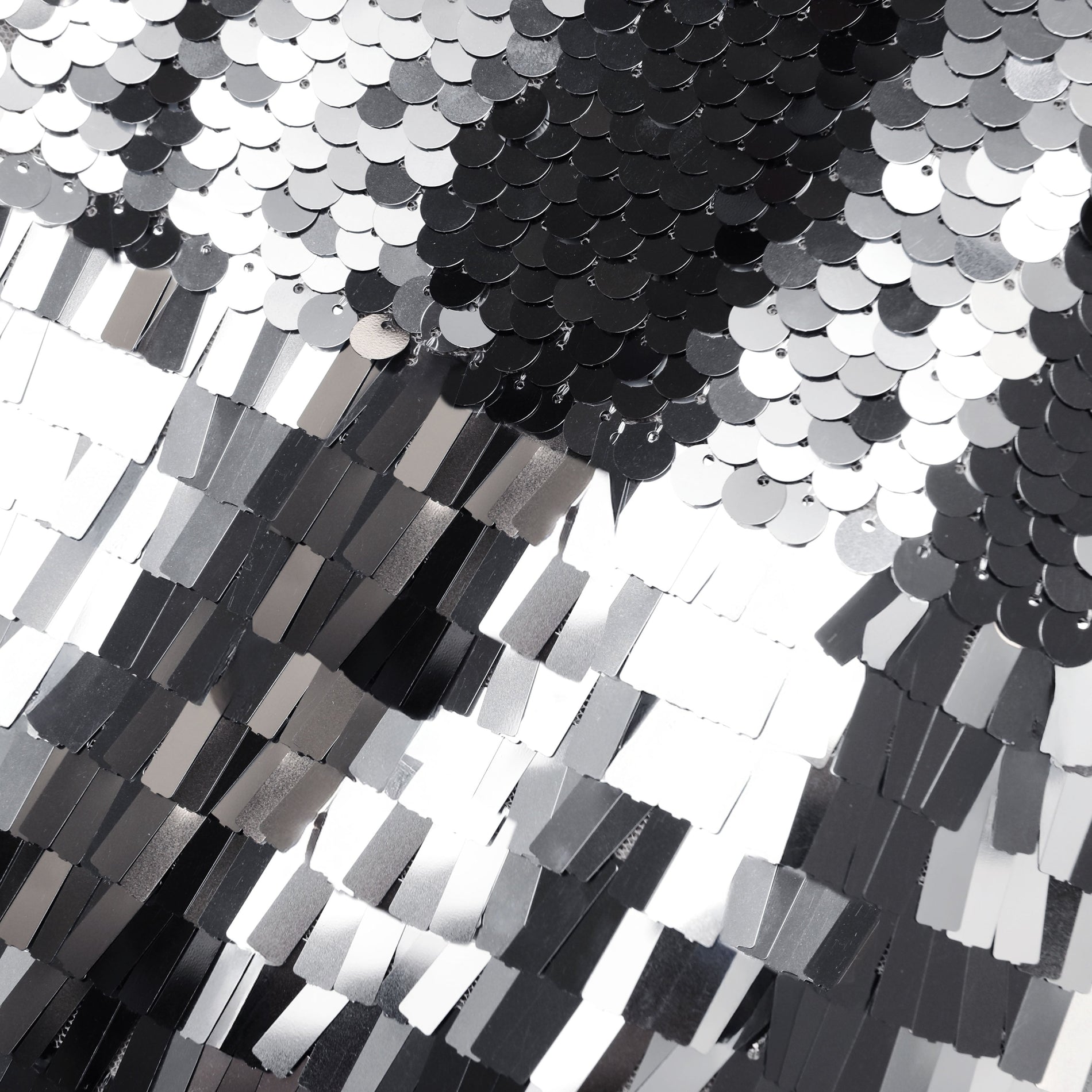 A close up of the fabric for the Silver Gradient Sequin Midi Skirt