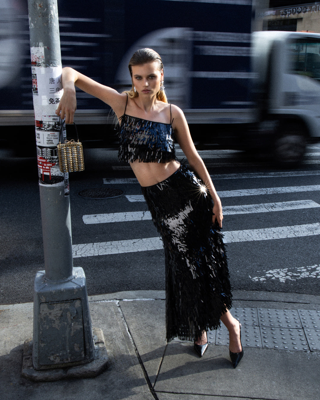 Vila sequin & velour maxi skirt in black - part of a set Vila sequin & velour maxi skirt in black - part of a set