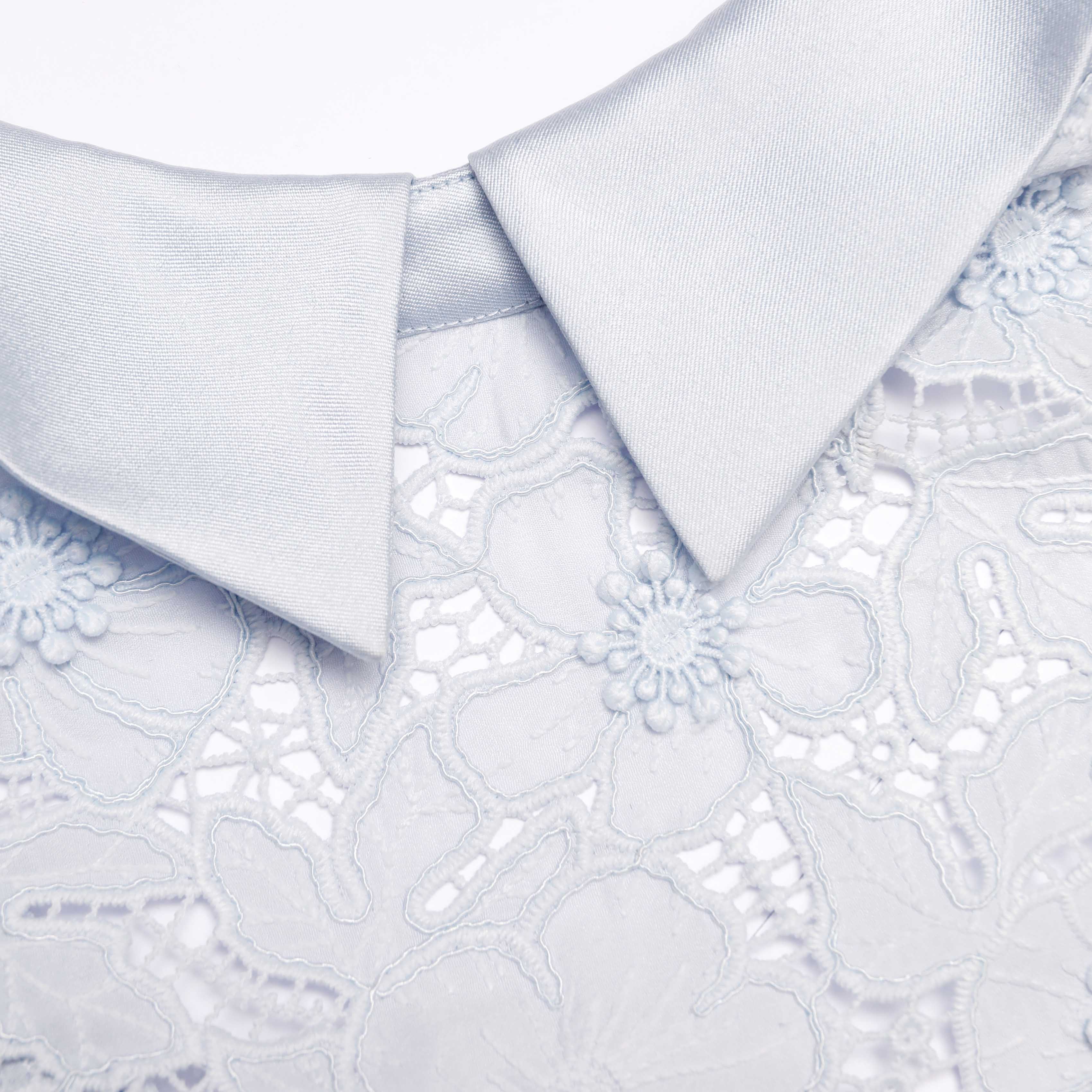 Blue Guipure Lace Mini Dress