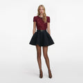 Burgundy Lace Crystal Trim Top