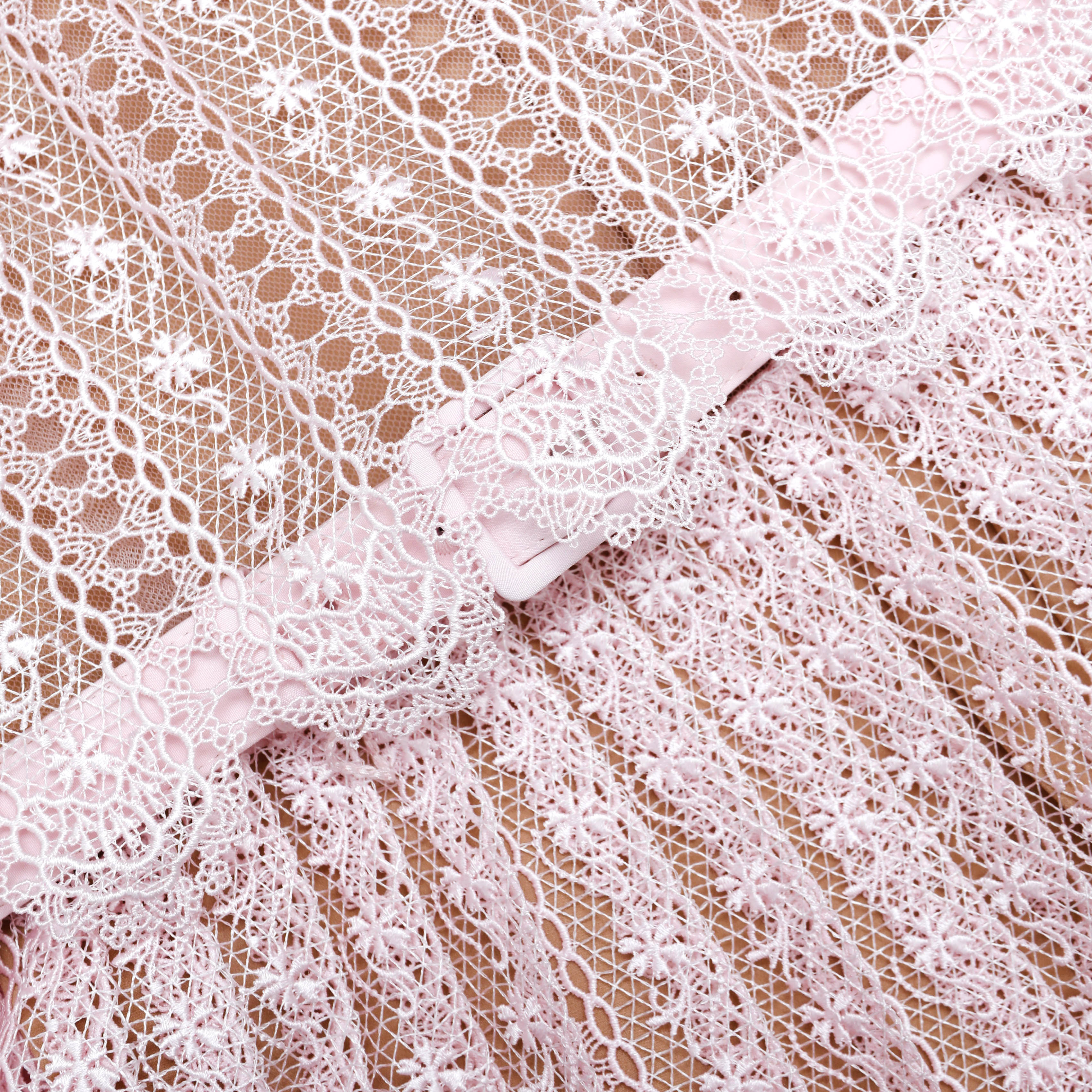 Pink Organza Lace Midi Dress – self-portrait-US