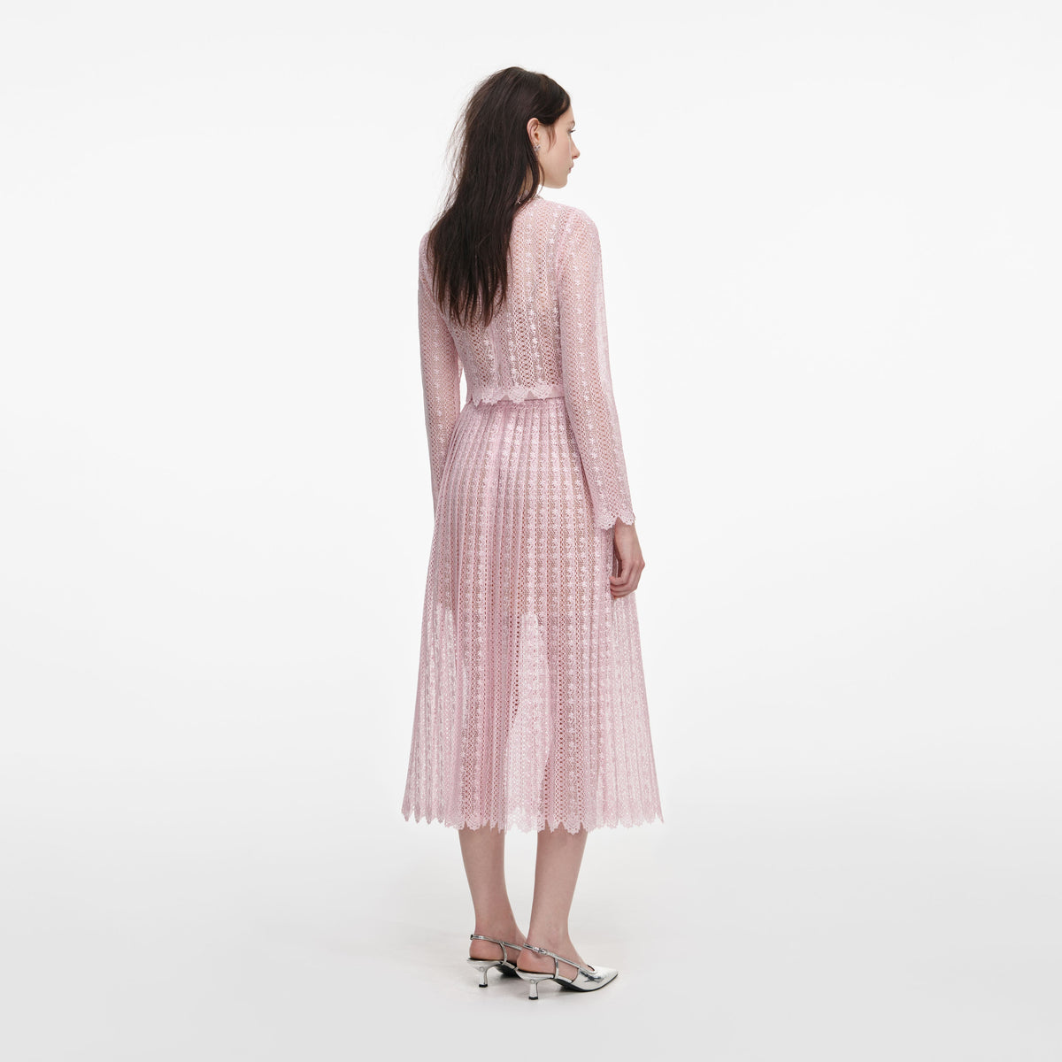 self portrait pink chiffon midi dress Self Portrait chiffon midi dress, pink,
