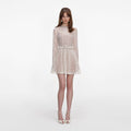 Cream Organza Lace Mini Dress